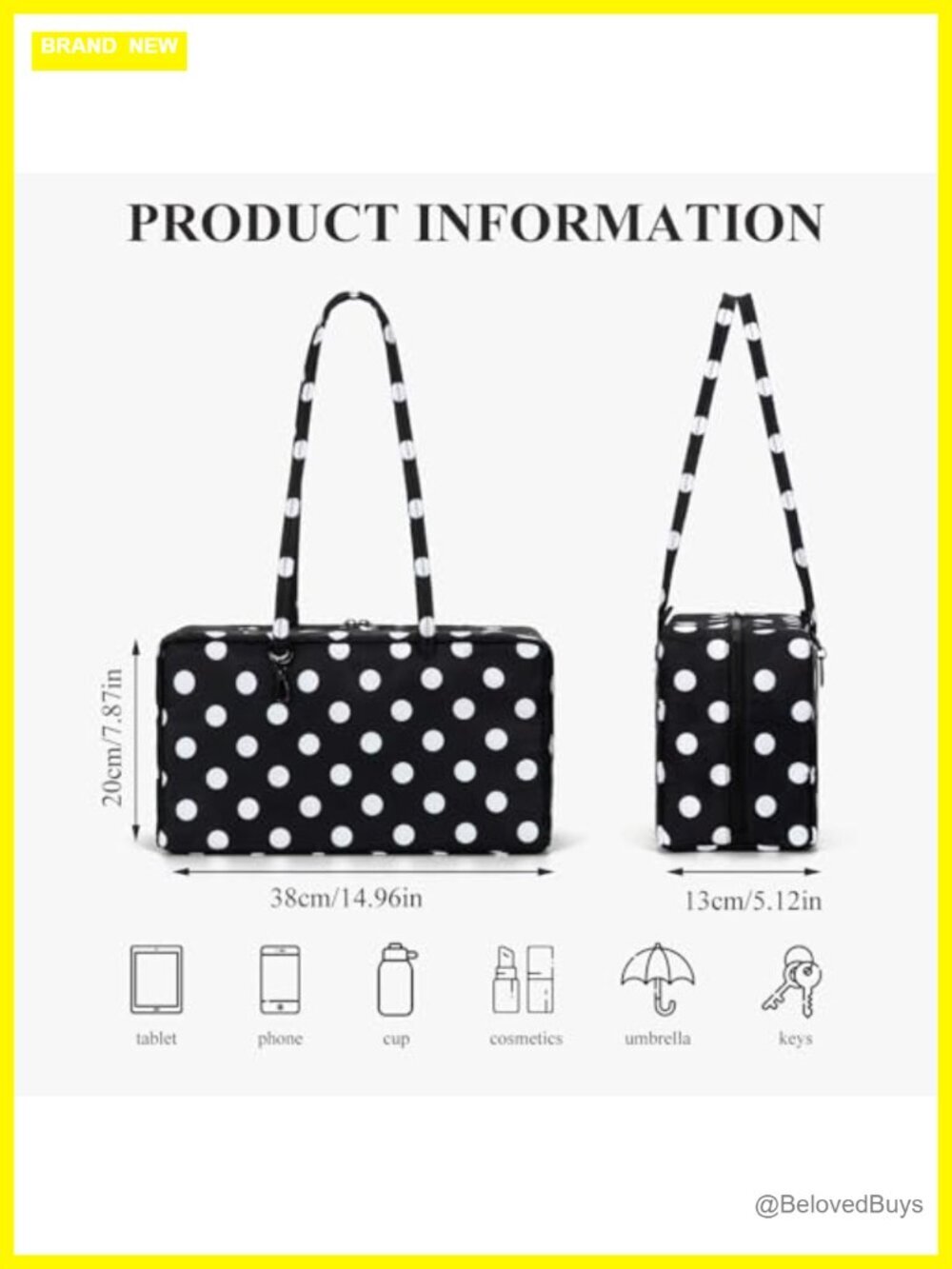 Nylon Polka Dot Bowler Top Handle Tote Bag with Key Leash - Picture 7 of 7